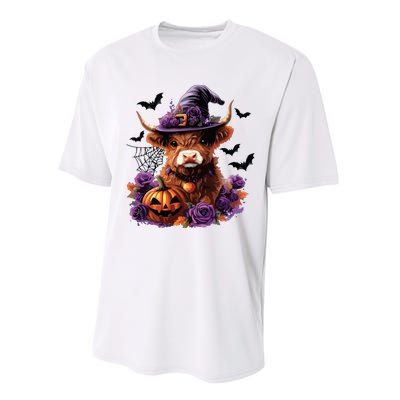 Cute Highland Cow Halloween Highland Cow Witch Cow Lover Performance Sprint T-Shirt