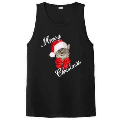 Christmas Holiday Cat Santa Merry Funny Gift PosiCharge Competitor Tank