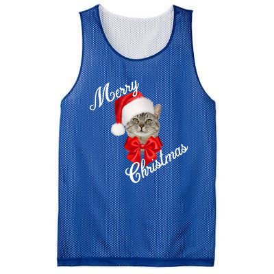 Christmas Holiday Cat Santa Merry Funny Gift Mesh Reversible Basketball Jersey Tank