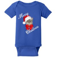 Christmas Holiday Cat Santa Merry Funny Gift Baby Bodysuit