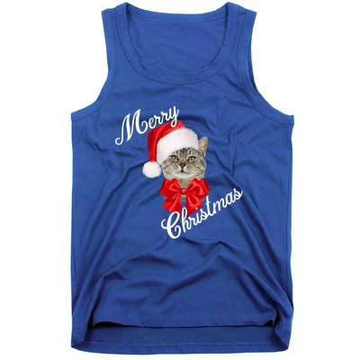 Christmas Holiday Cat Santa Merry Funny Gift Tank Top