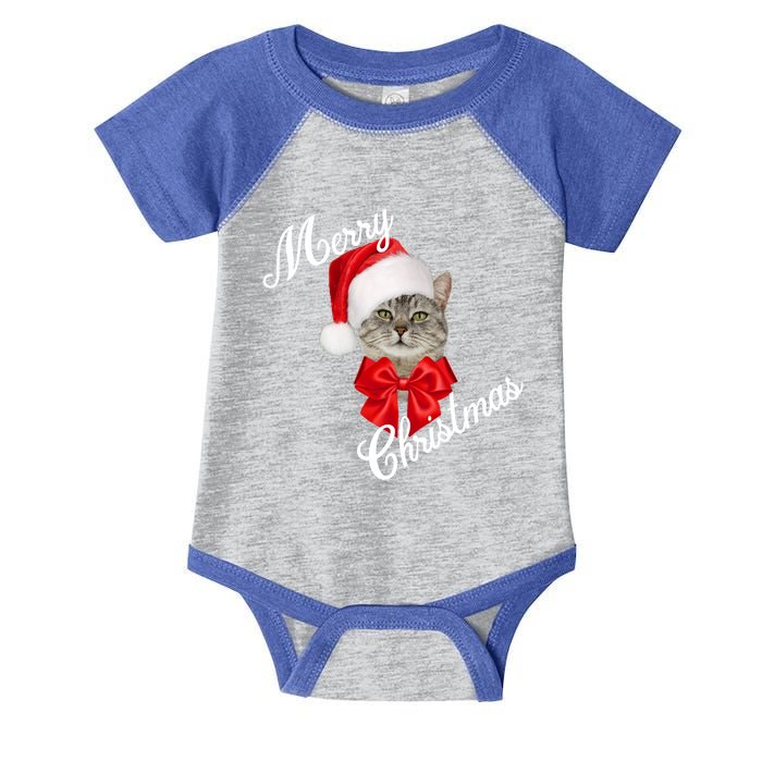 Christmas Holiday Cat Santa Merry Funny Gift Infant Baby Jersey Bodysuit