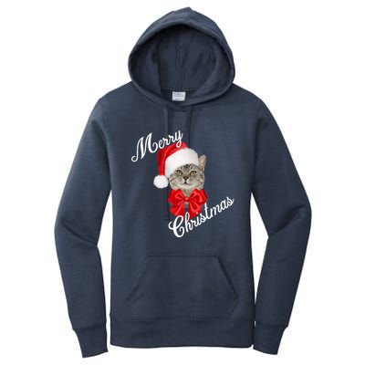 Christmas Holiday Cat Santa Merry Funny Gift Women's Pullover Hoodie