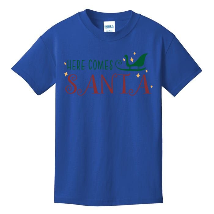 Cute Here Comes Santa Claus Sleigh Christmas Holiday Season Cute Gift Kids T-Shirt