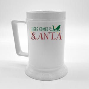 Cute Here Comes Santa Claus Sleigh Christmas Holiday Season Cute Gift Beer Stein