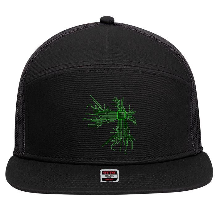 Cpu Heart Circuit Board Funny Programmer Technology Core 7 Panel Mesh Trucker Snapback Hat