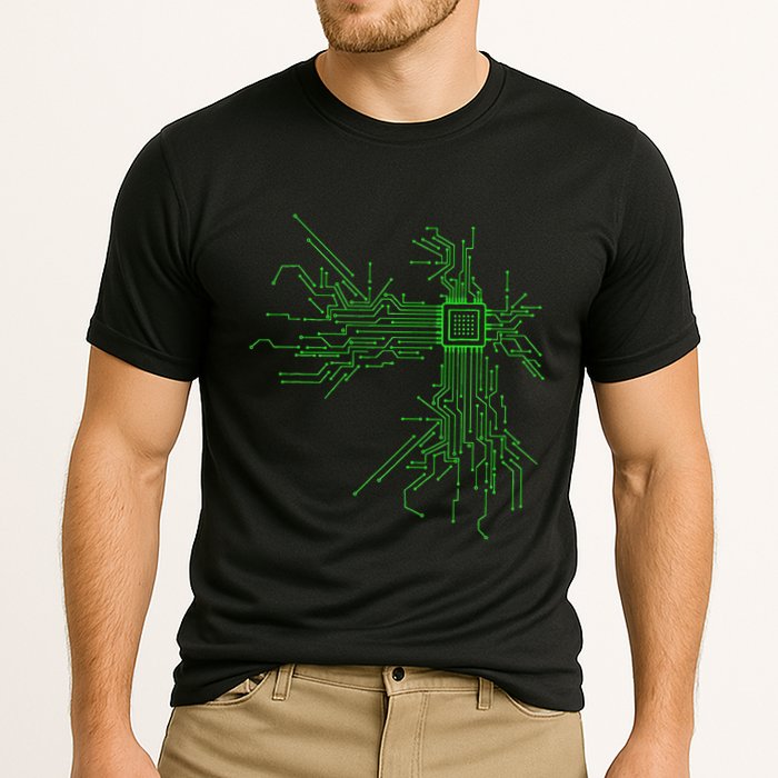 Cpu Heart Circuit Board Funny Programmer Technology Core Cooling Performance Crew T-Shirt