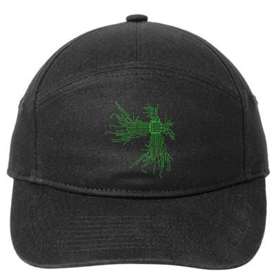 Cpu Heart Circuit Board Funny Programmer Technology Core 7-Panel Snapback Hat