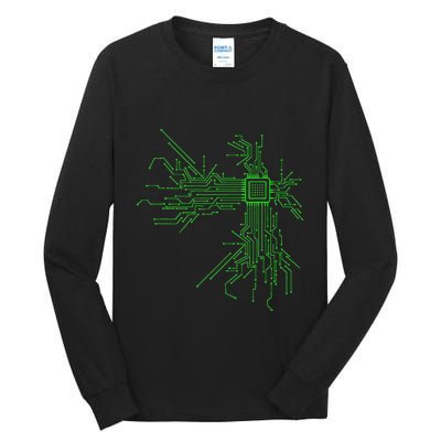Cpu Heart Circuit Board Funny Programmer Technology Core Tall Long Sleeve T-Shirt