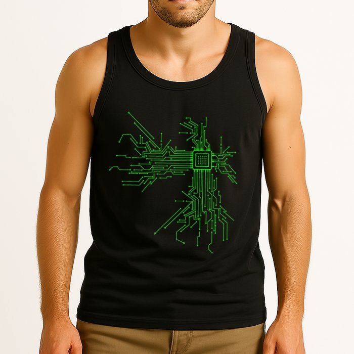 Cpu Heart Circuit Board Funny Programmer Technology Core Tank Top