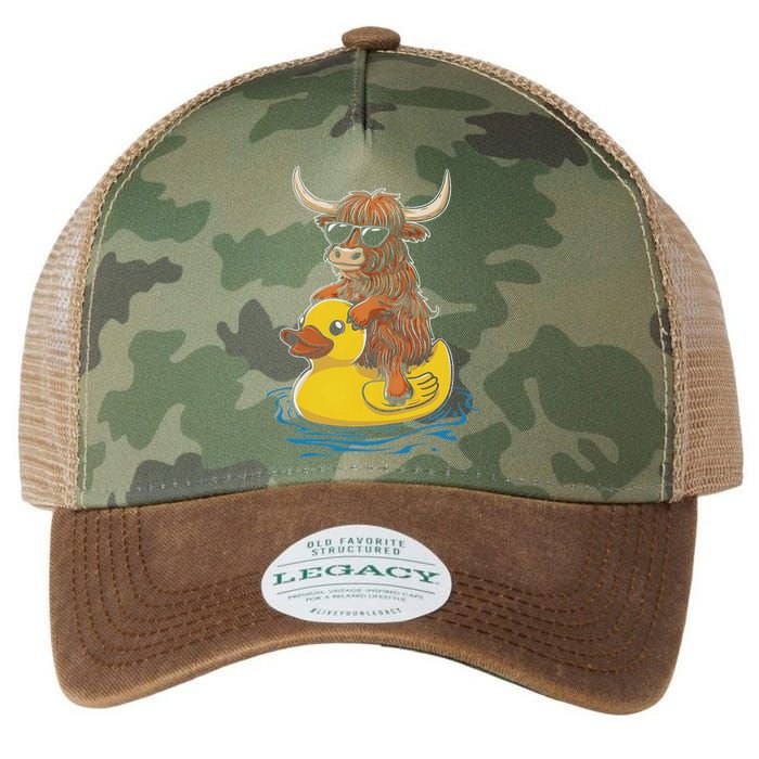 Cute Highland Cow Duck Pool Float Summer Vibes Swimming Legacy Tie Dye Trucker Hat