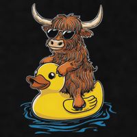 Cute Highland Cow Duck Pool Float Summer Vibes Swimming Ladies PosiCharge Tri-Blend Wicking Tank