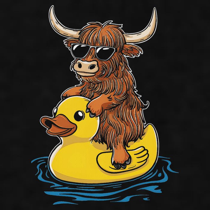Cute Highland Cow Duck Pool Float Summer Vibes Swimming Ladies PosiCharge Tri-Blend Wicking Tank