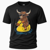 Cute Highland Cow Duck Pool Float Summer Vibes Swimming Performance Shirt