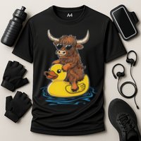 Cute Highland Cow Duck Pool Float Summer Vibes Swimming Performance Shirt