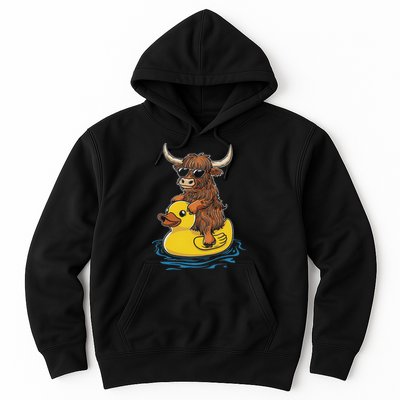 Cute Highland Cow Duck Pool Float Summer Vibes Swimming Hoodie