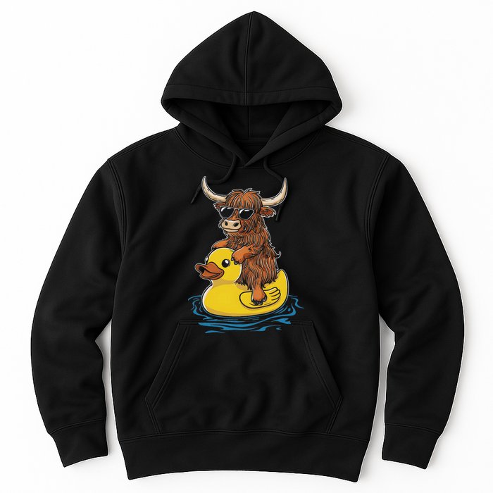 Cute Highland Cow Duck Pool Float Summer Vibes Swimming Hoodie