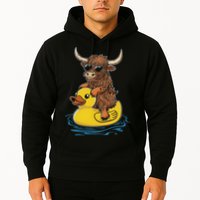 Cute Highland Cow Duck Pool Float Summer Vibes Swimming Hoodie