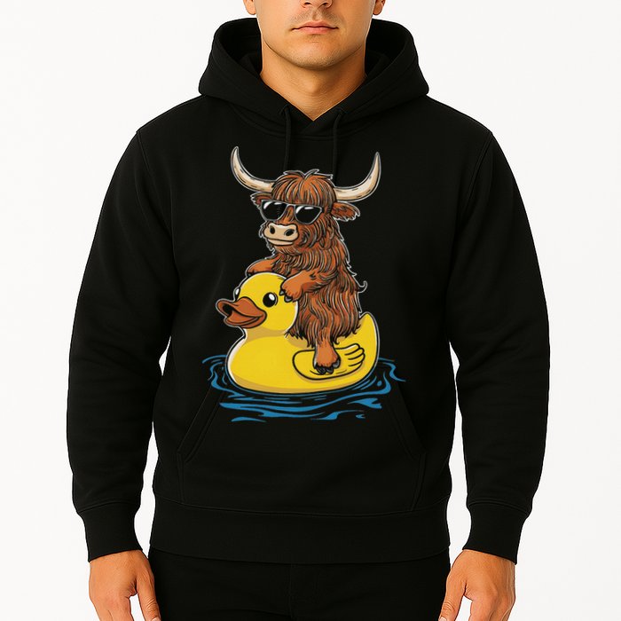 Cute Highland Cow Duck Pool Float Summer Vibes Swimming Hoodie