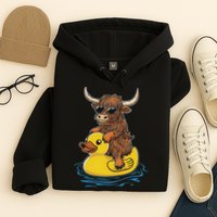 Cute Highland Cow Duck Pool Float Summer Vibes Swimming Hoodie