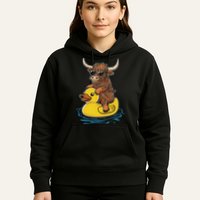 Cute Highland Cow Duck Pool Float Summer Vibes Swimming Hoodie