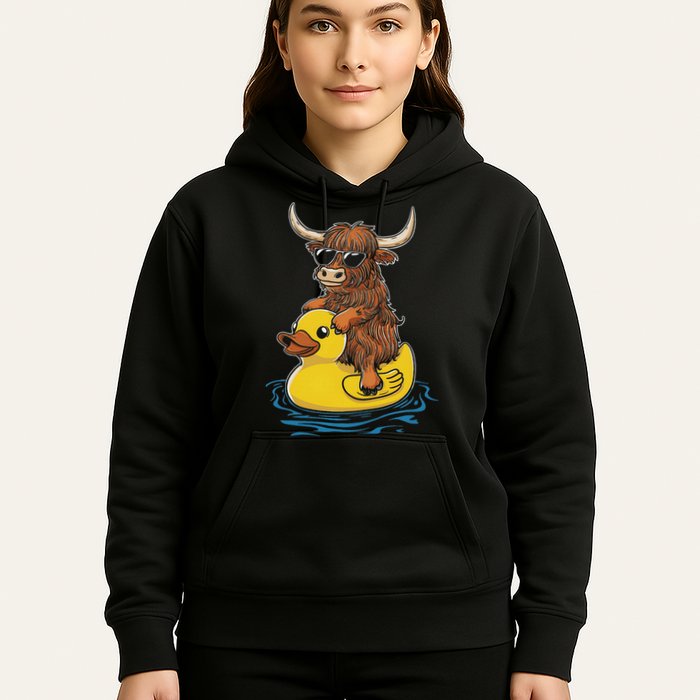 Cute Highland Cow Duck Pool Float Summer Vibes Swimming Hoodie