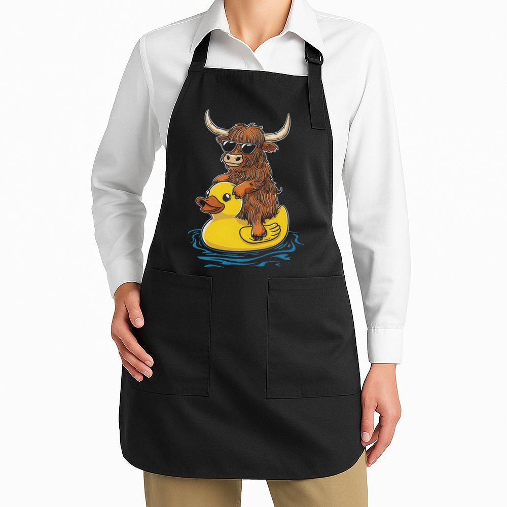 Cute Highland Cow Duck Pool Float Summer Vibes Swimming Apron