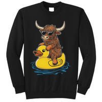 Cute Highland Cow Duck Pool Float Summer Vibes Swimming Sweatshirt