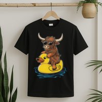 Cute Highland Cow Duck Pool Float Summer Vibes Swimming T-Shirt