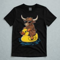 Cute Highland Cow Duck Pool Float Summer Vibes Swimming T-Shirt