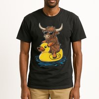 Cute Highland Cow Duck Pool Float Summer Vibes Swimming Tall T-Shirt
