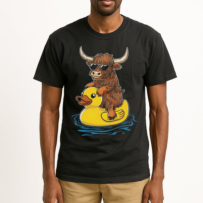 Cute Highland Cow Duck Pool Float Summer Vibes Swimming Tall T-Shirt
