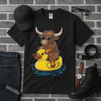 Cute Highland Cow Duck Pool Float Summer Vibes Swimming Tall T-Shirt