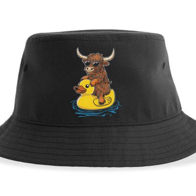 Cute Highland Cow Duck Pool Float Summer Vibes Swimming Sustainable Bucket Hat