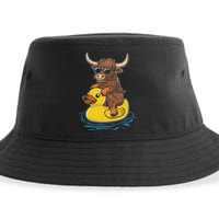 Cute Highland Cow Duck Pool Float Summer Vibes Swimming Sustainable Bucket Hat