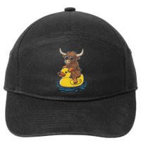 Cute Highland Cow Duck Pool Float Summer Vibes Swimming 7-Panel Snapback Hat