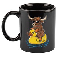 Cute Highland Cow Duck Pool Float Summer Vibes Swimming 11oz C Handle Ceramic Mug