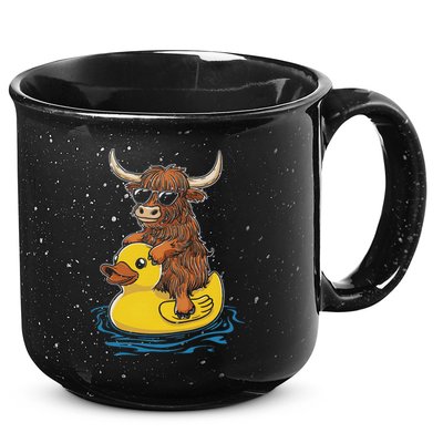 Cute Highland Cow Duck Pool Float Summer Vibes Swimming 15oz Campfire Ceramic Mug