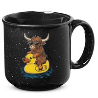 Cute Highland Cow Duck Pool Float Summer Vibes Swimming 15oz Campfire Ceramic Mug