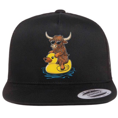 Cute Highland Cow Duck Pool Float Summer Vibes Swimming Flatbill Hat