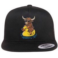 Cute Highland Cow Duck Pool Float Summer Vibes Swimming Flatbill Hat