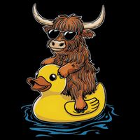 Cute Highland Cow Duck Pool Float Summer Vibes Swimming Flatbill Hat