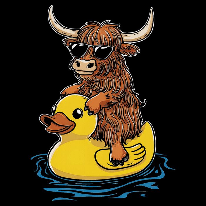 Cute Highland Cow Duck Pool Float Summer Vibes Swimming Flatbill Hat