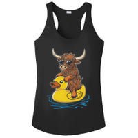 Cute Highland Cow Duck Pool Float Summer Vibes Swimming Ladies PosiCharge Competitor Racerback Tank