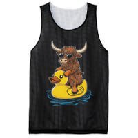 Cute Highland Cow Duck Pool Float Summer Vibes Swimming Mesh Reversible Basketball Jersey Tank
