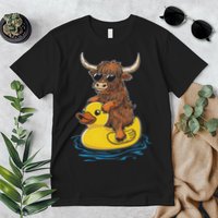 Cute Highland Cow Duck Pool Float Summer Vibes Swimming Premium T-Shirt