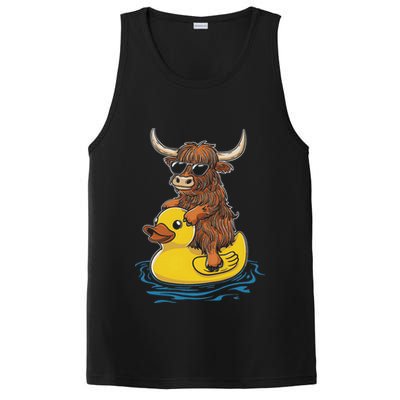 Cute Highland Cow Duck Pool Float Summer Vibes Swimming PosiCharge Competitor Tank