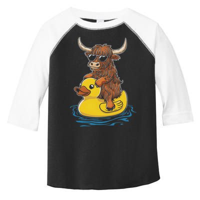 Cute Highland Cow Duck Pool Float Summer Vibes Swimming Toddler Fine Jersey T-Shirt
