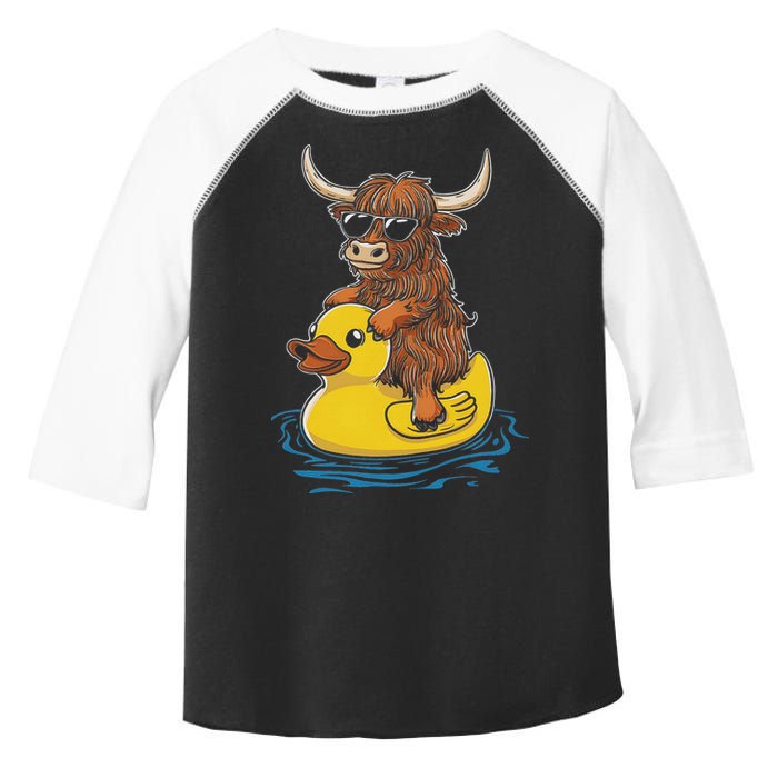 Cute Highland Cow Duck Pool Float Summer Vibes Swimming Toddler Fine Jersey T-Shirt