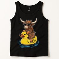 Cute Highland Cow Duck Pool Float Summer Vibes Swimming Tank Top